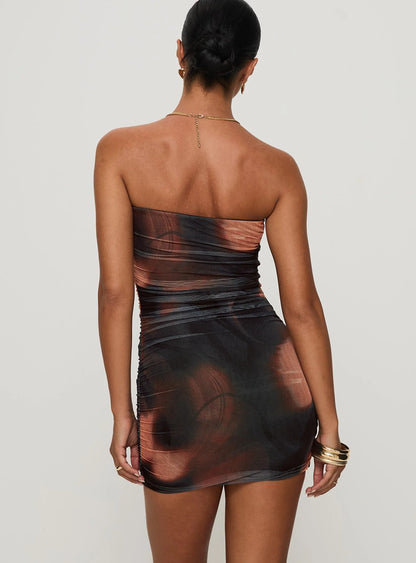 Kalena Mini Dress Brown Multi
