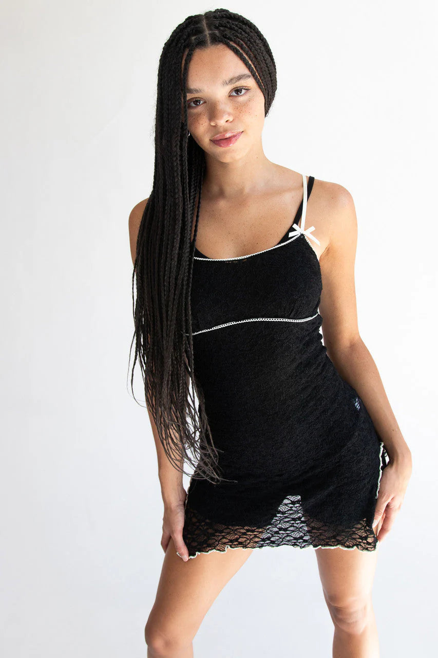 Lace and Bow Mini Dress