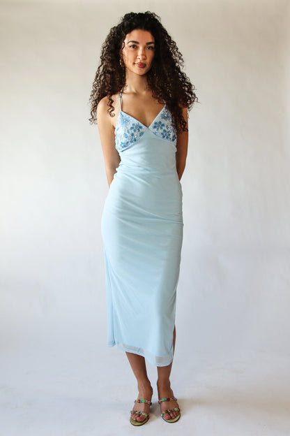 Sequin Beaded Halter Maxi Dress