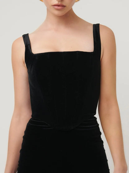 Belle Bodice - Black Velvet