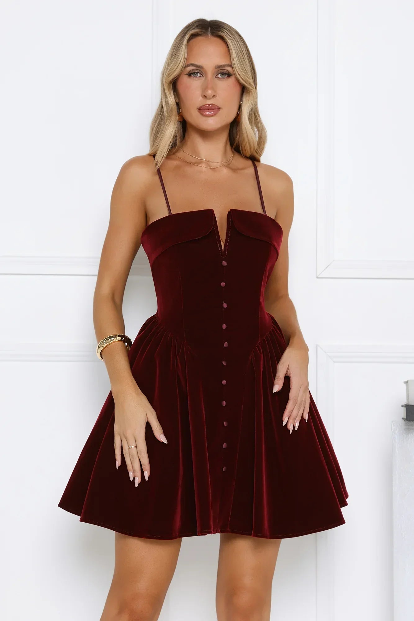 Fireside Luxe Velvet Mini Dress Wine