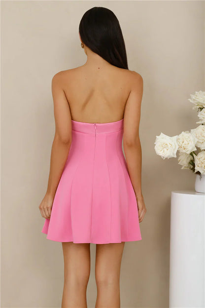Afternoon Opulence Strapless Mini Dress Pink