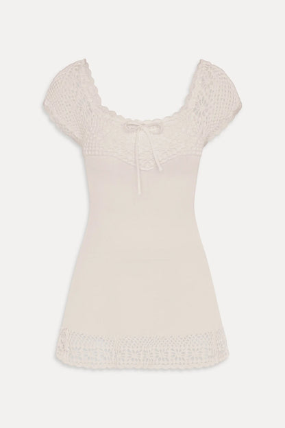 Lover Crochet Knit Mini Dress - White