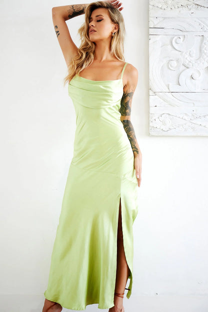 Danny Satin Maxi Dress - Apple Green