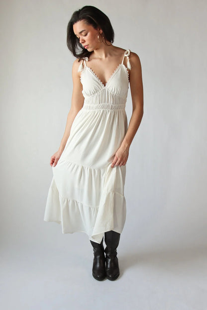 Beaded Tie Straps Maxi Dress