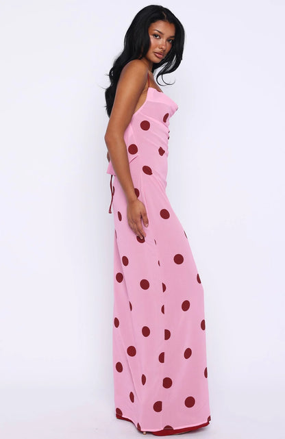 Peony Pop Maxi Dress Pink Polka Dot