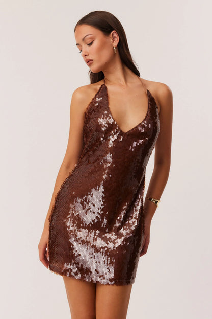 Dalina Mini Dress - Mocha
