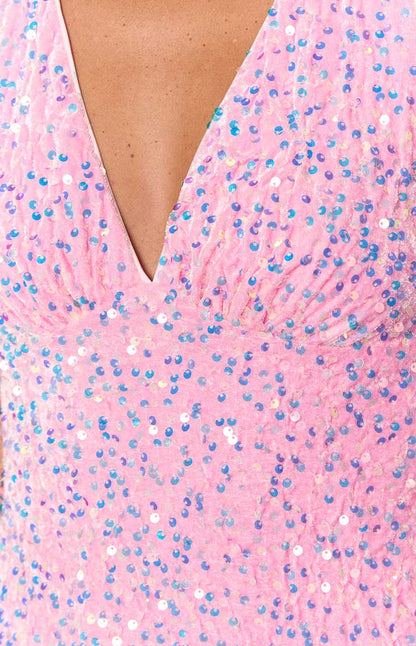 Franco Pink Sequin Mini Dress