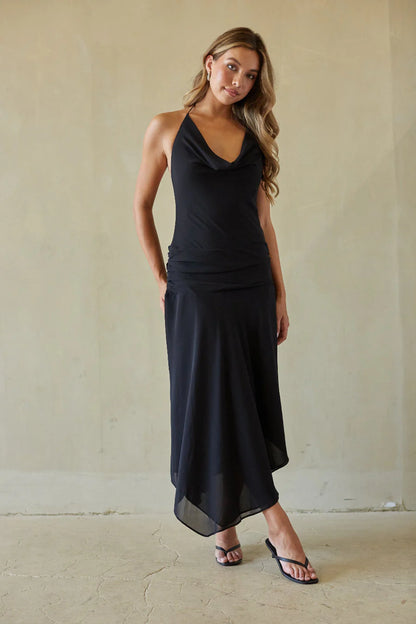 Cora Mesh Halter Midi Dress