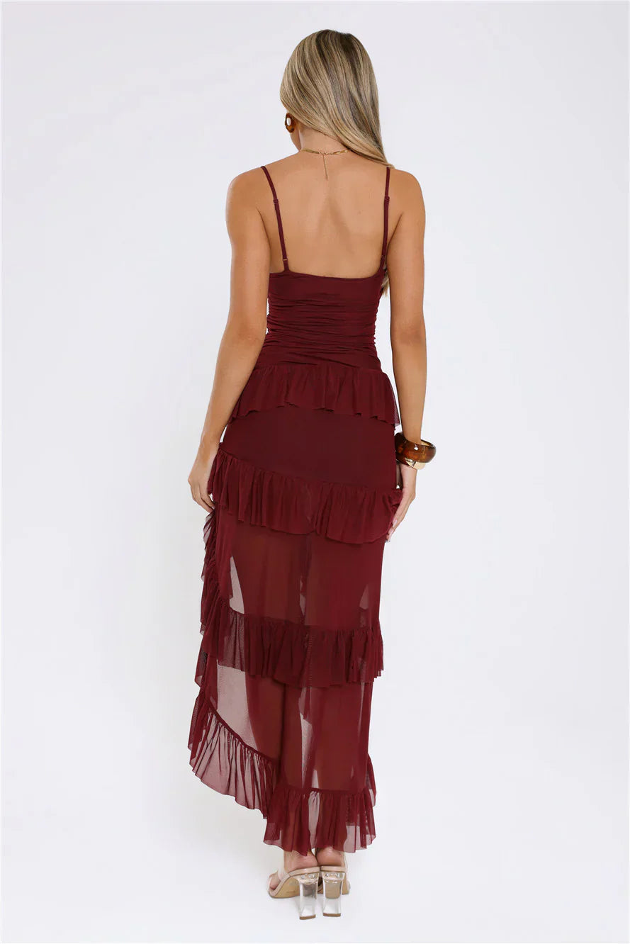 Fresh Layers Maxi Dress Wine