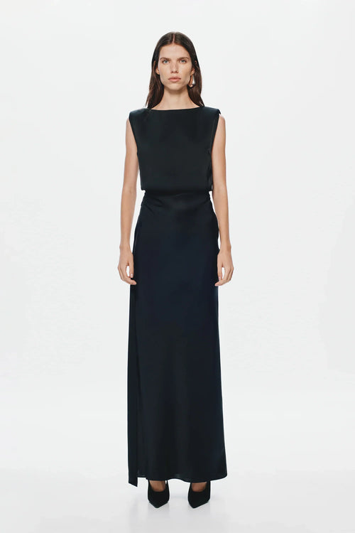 Misha Rocky Satin Dress - Black