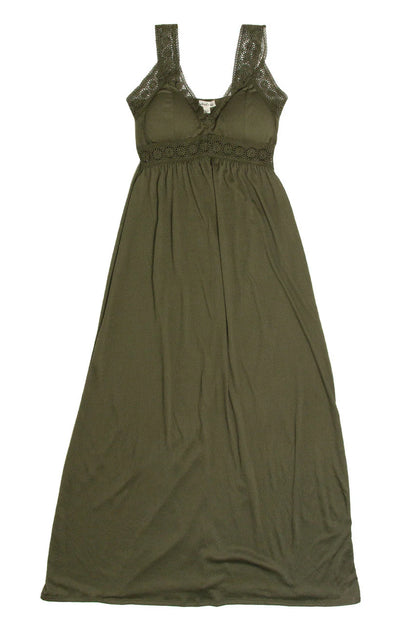 Olive Green Crochet Trim Maxi Dress