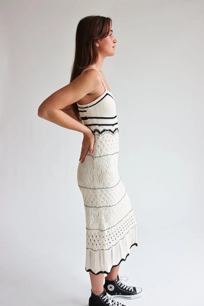 Open Knit Midi Dress