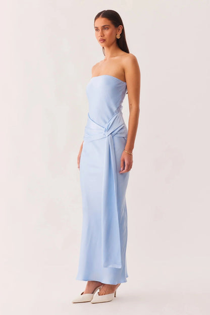 Angie Front Tie Maxi Dress - Baby Blue