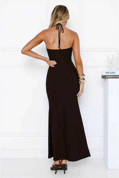 No Drama Here Halter Maxi Dress Black