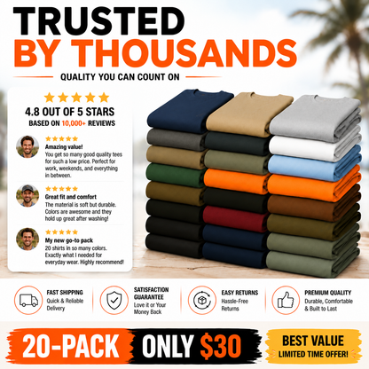 ⭐ Heavyweight Cotton Work T-Shirts 20-Pack Value Bundle