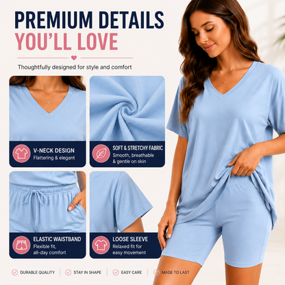 Effortless Summer Lounge Set Oversized Tee + Biker Shorts