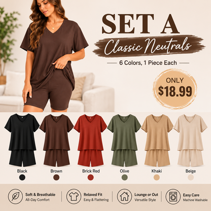 Effortless Summer Lounge Set Oversized Tee + Biker Shorts