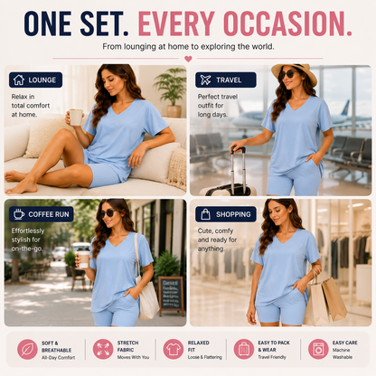 Effortless Summer Lounge Set Oversized Tee + Biker Shorts