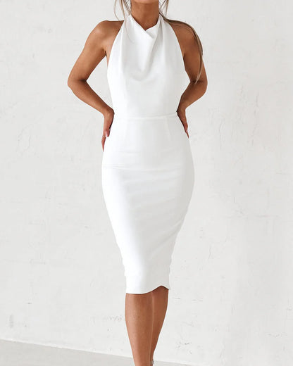 Backless Midi Dress - White