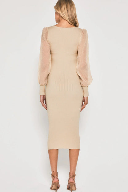 Amelia Knit Midi Dress - Cream