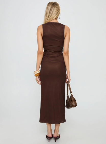 Fayola Maxi Dress Floral Brown