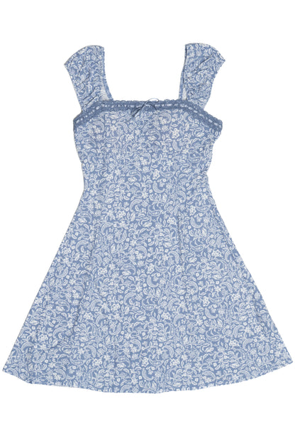 Floral Lace Trim Mini Dress