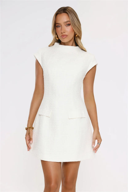 Good Outfit Day Tweed Mini Dress White