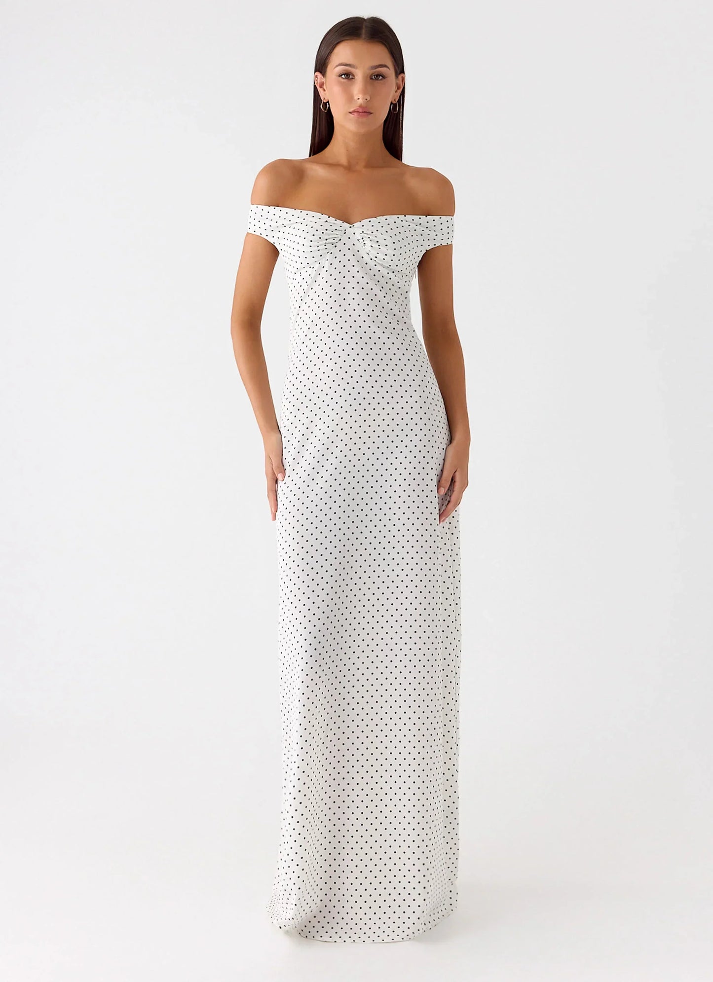 Melany Maxi Dress - White Polkadot