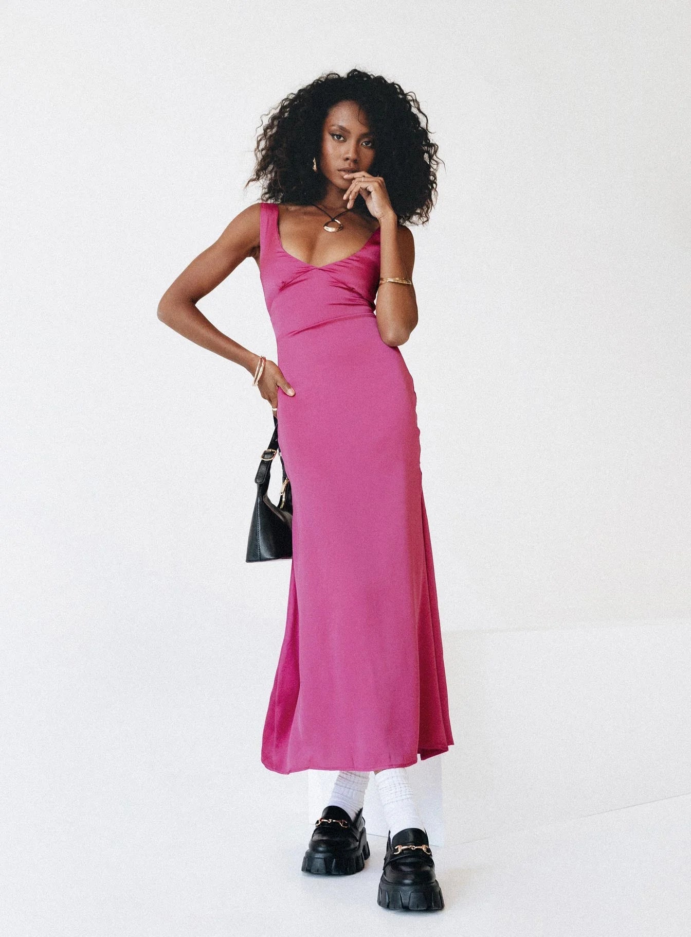 Lynsey Midi Dress Fuchsia