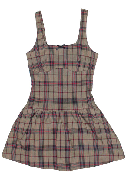 Drop Waist Plaid Mini Skort Dress