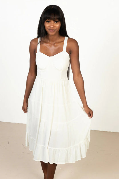 Ivory Satin Bustier Dress