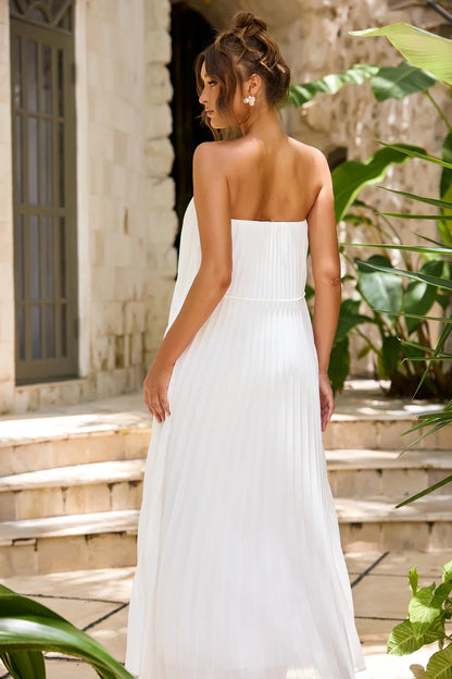 Moonlit Sculpture Chiffon Maxi Dress - White