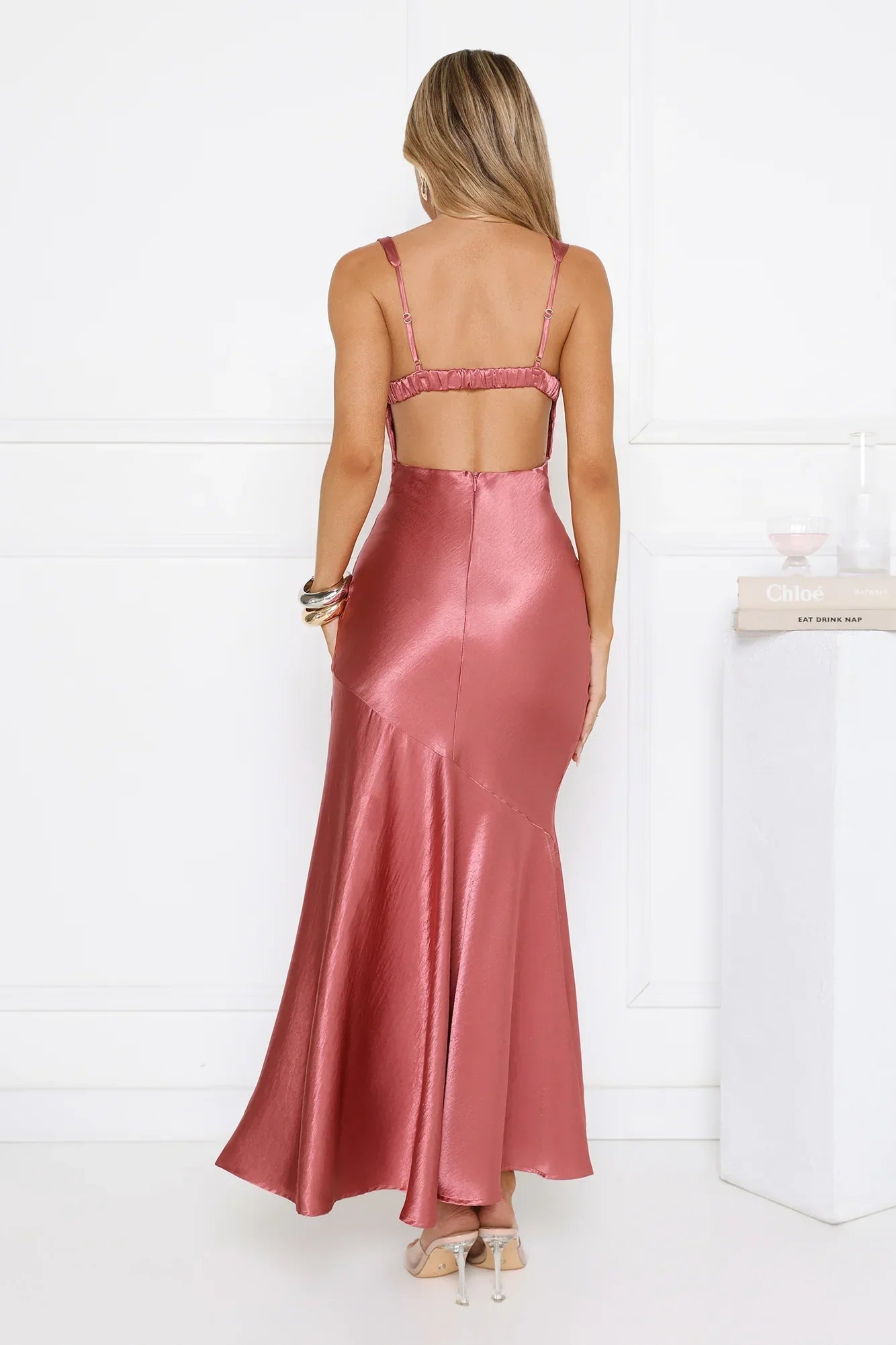 Kiss Your Crush Satin Maxi Dress Pink