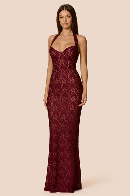 Nookie Mystique Halter Gown - Wine