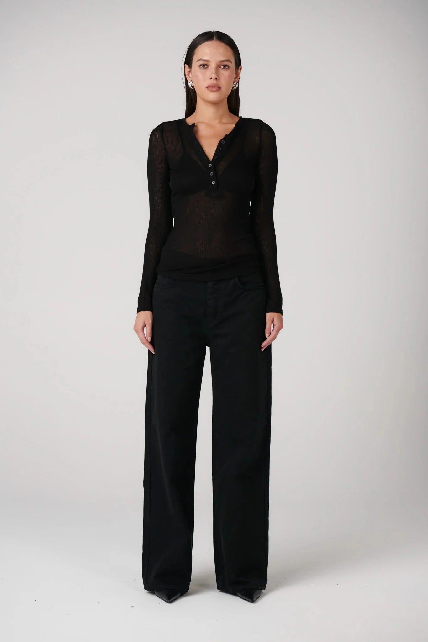 Xavier Button Top - Black