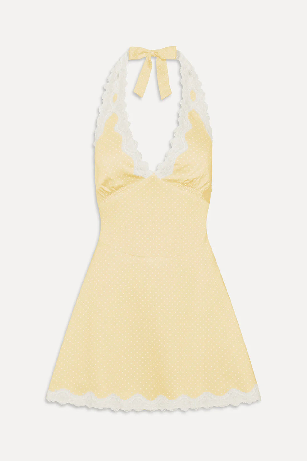 Audrey Satin Mini Dress - Whipped Butter Dottie