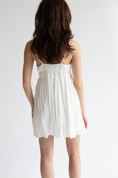 Crochet Bodice Gauze Mini Dress