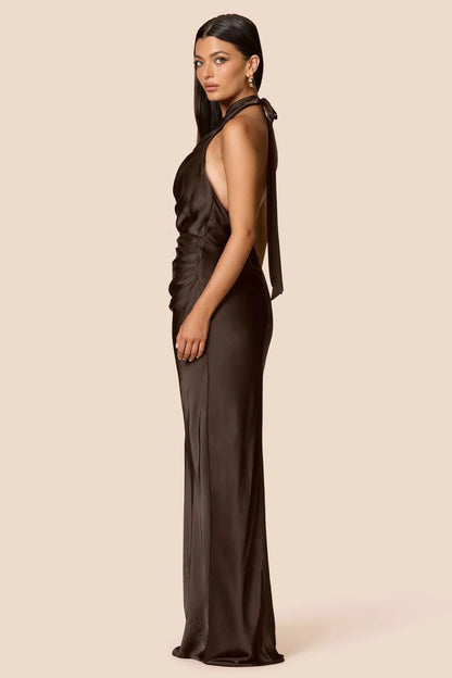 Nookie Penelope Drape Gown - Chocolate