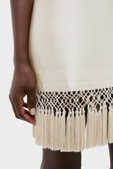 Ivory Dupioni Tassel Downing Dress