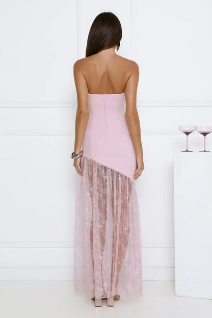 Fit For The Front Row Strapless Maxi Dress Pink