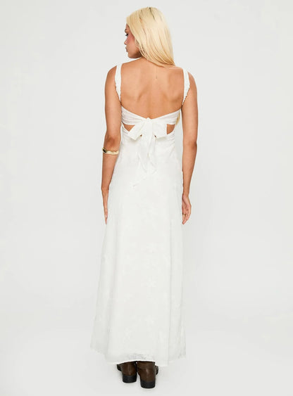 Maisone Broderie Maxi Dress White