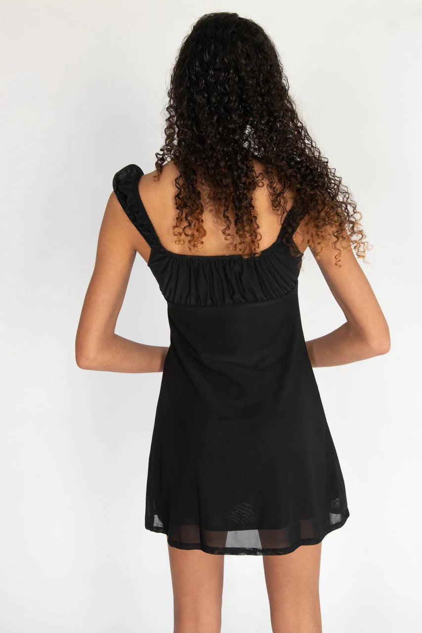 Satin Rose Mesh Babydoll Dress