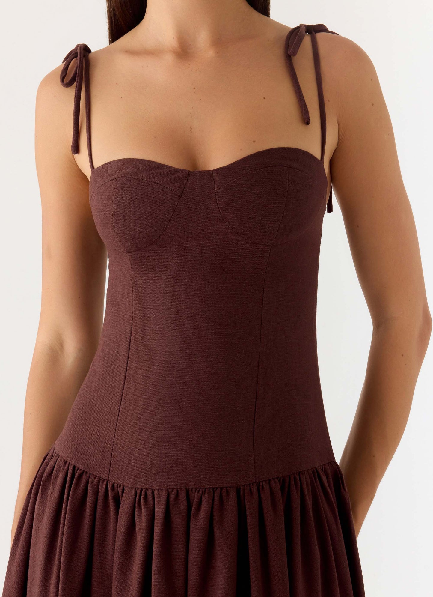 Giovanna Linen Maxi Dress - Chocolate Drizzle