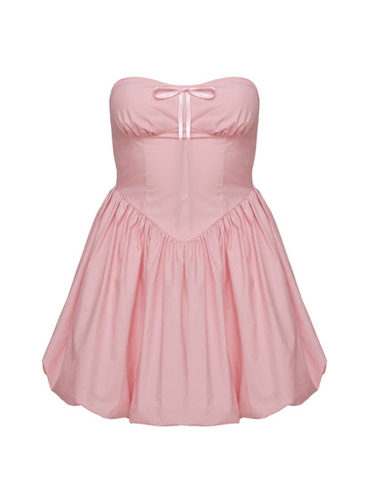 Melaina Bubble Hem Mini Dress Pink