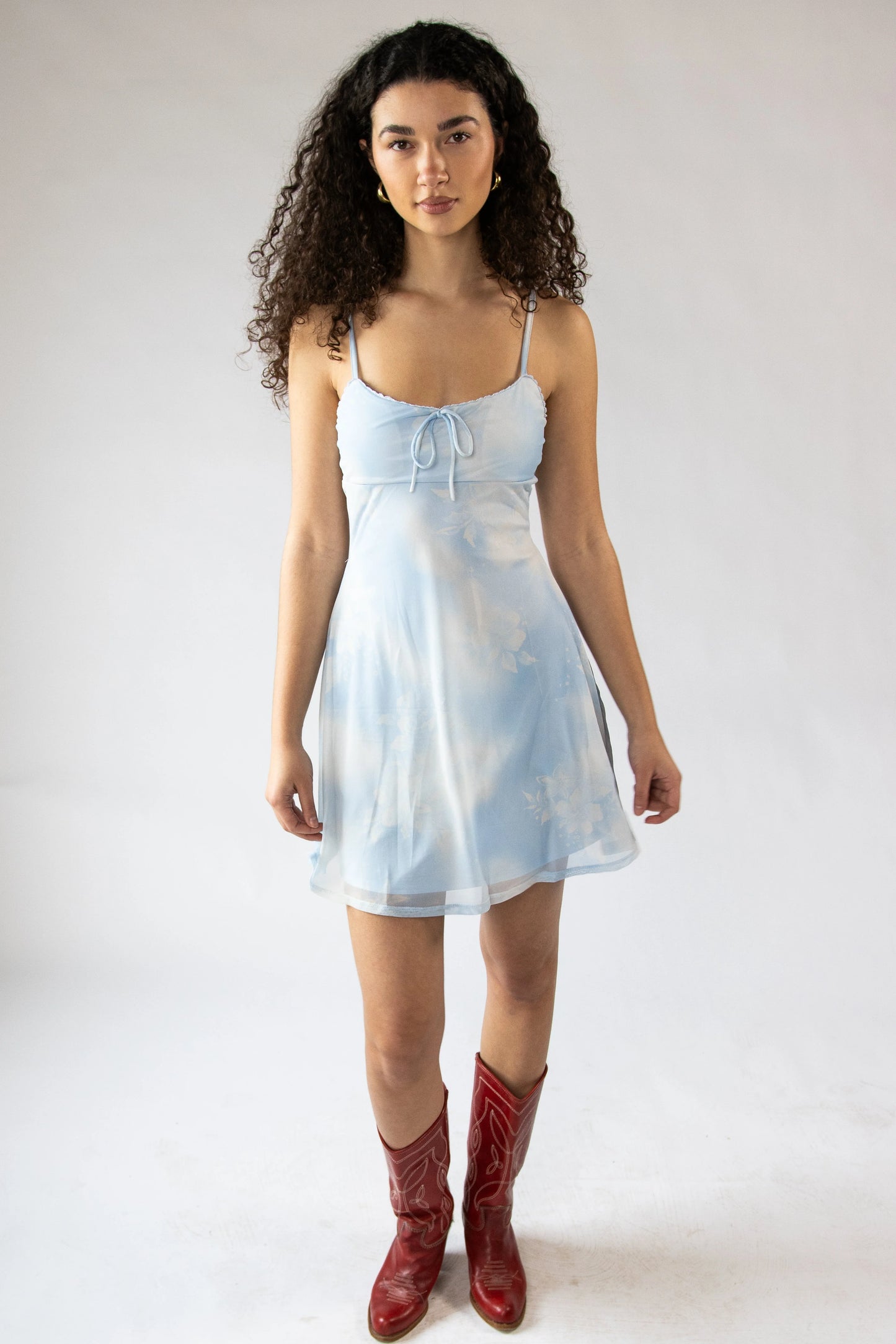 Floral Print Mesh Cami Dress