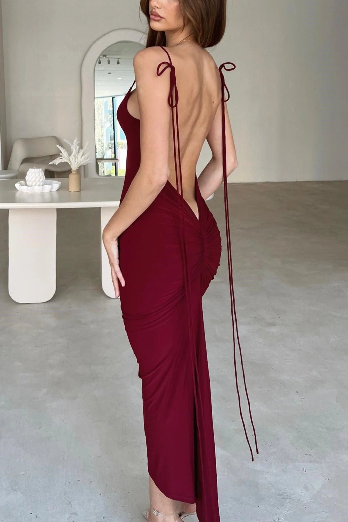 Azari Midi Dress - Wine