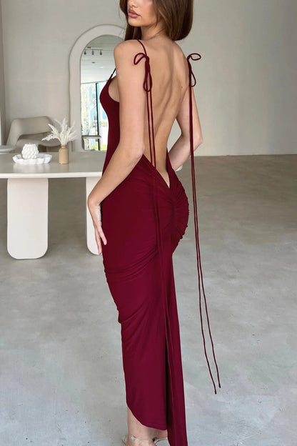 Azari Midi Dress - Wine