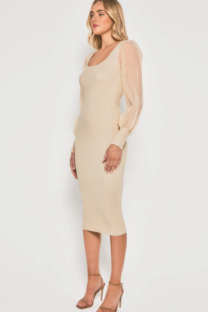 Amelia Knit Midi Dress - Cream