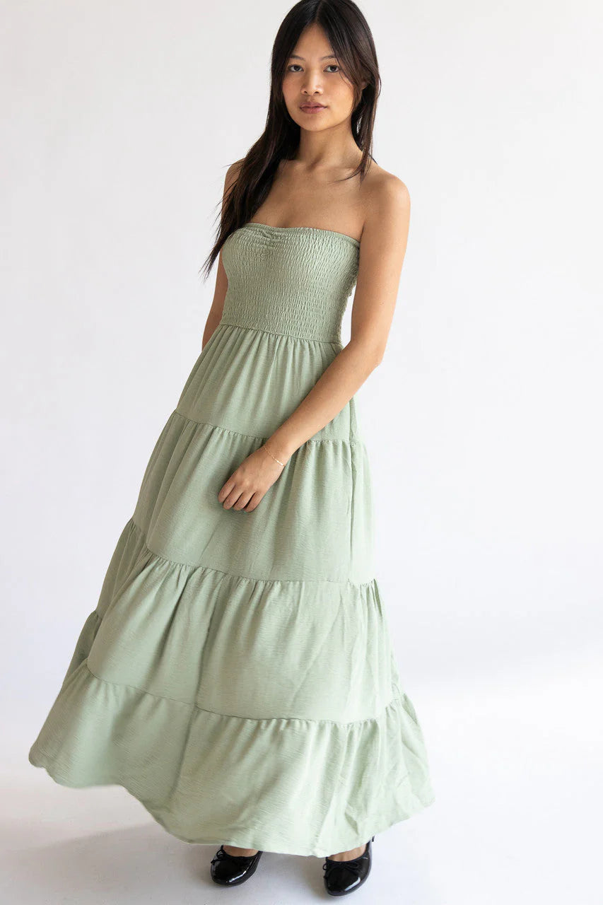 Smocked Top Strapless Maxi Dress